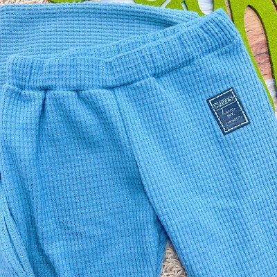 Conj. Casaco com Capuz Have This Power e Calça em Malha Wafle - Azul Jeans